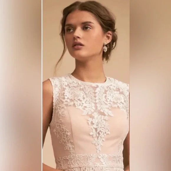 BHLDN Blush and White Lace Overlay Maxi Dress - Picture 2 of 5